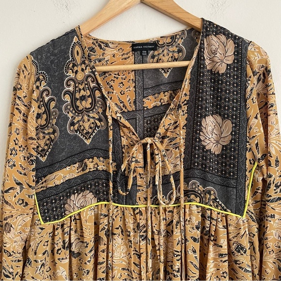 Karma High Bohemian Long Sleeve Midi Dress Elegant Vintage-Inspired One Size - Picture 6 of 6